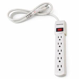Monster 6 Outlet Power Strip Surge Protector White 3ft Cord Heavy Duty